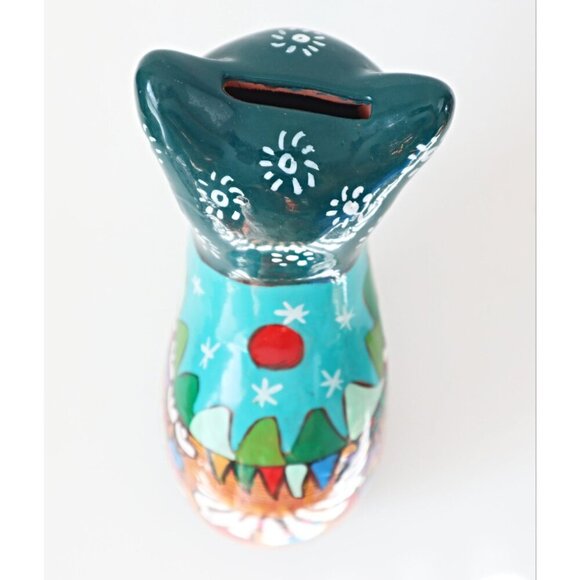 3 Vintage Tonala Cat Figurines Bank Folk Art Mexican Pottery Hand Painted - Picture 5 of 10